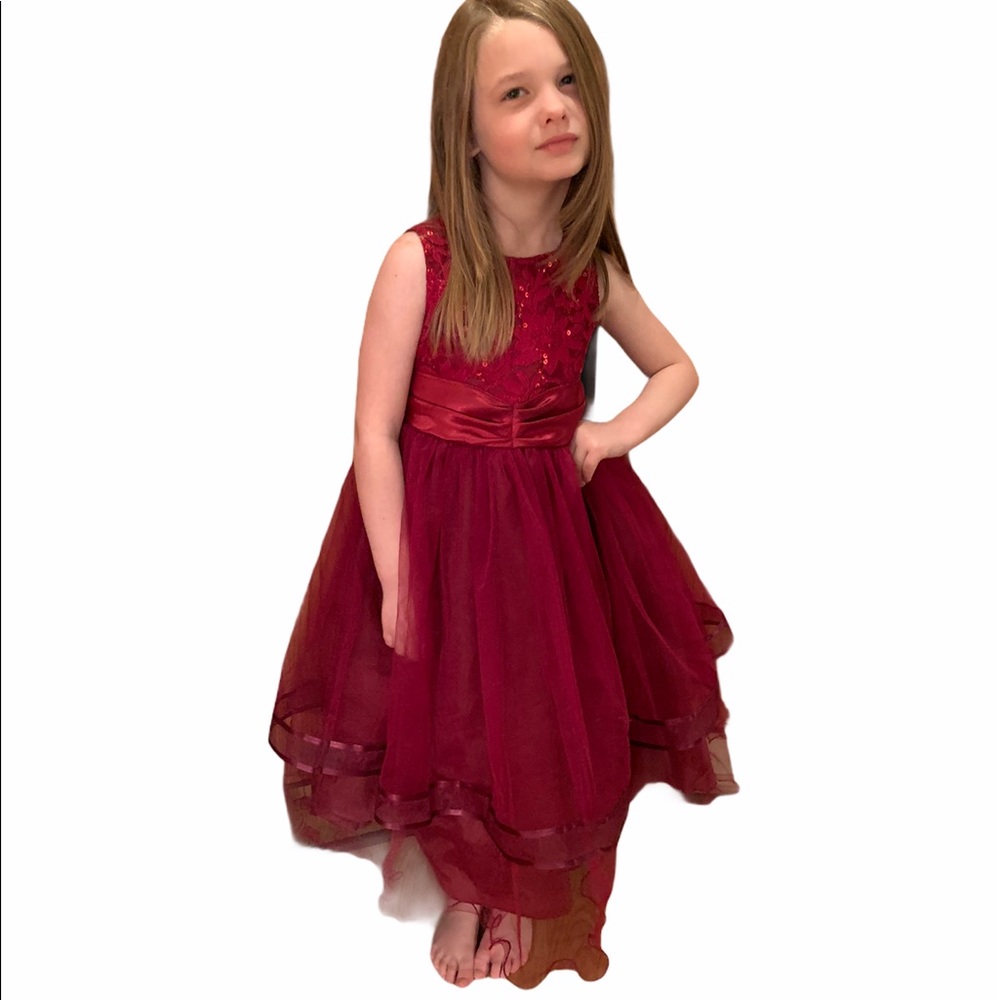 Maroon Lined Lace With Satin Bow Party